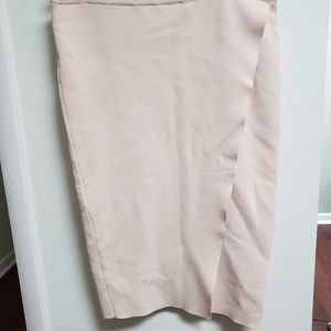 Beige Knit Asymmetric Skirt